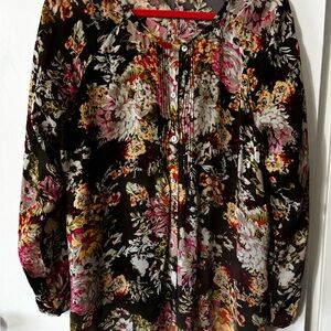 J. Jill Floral Blouse - Black, Pink, and Orange/ Perfect for fall Size L